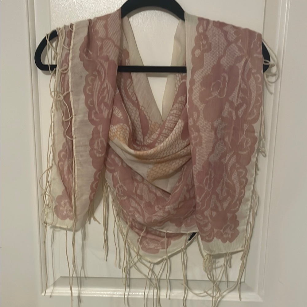 Elegant Pink Lace Scarf